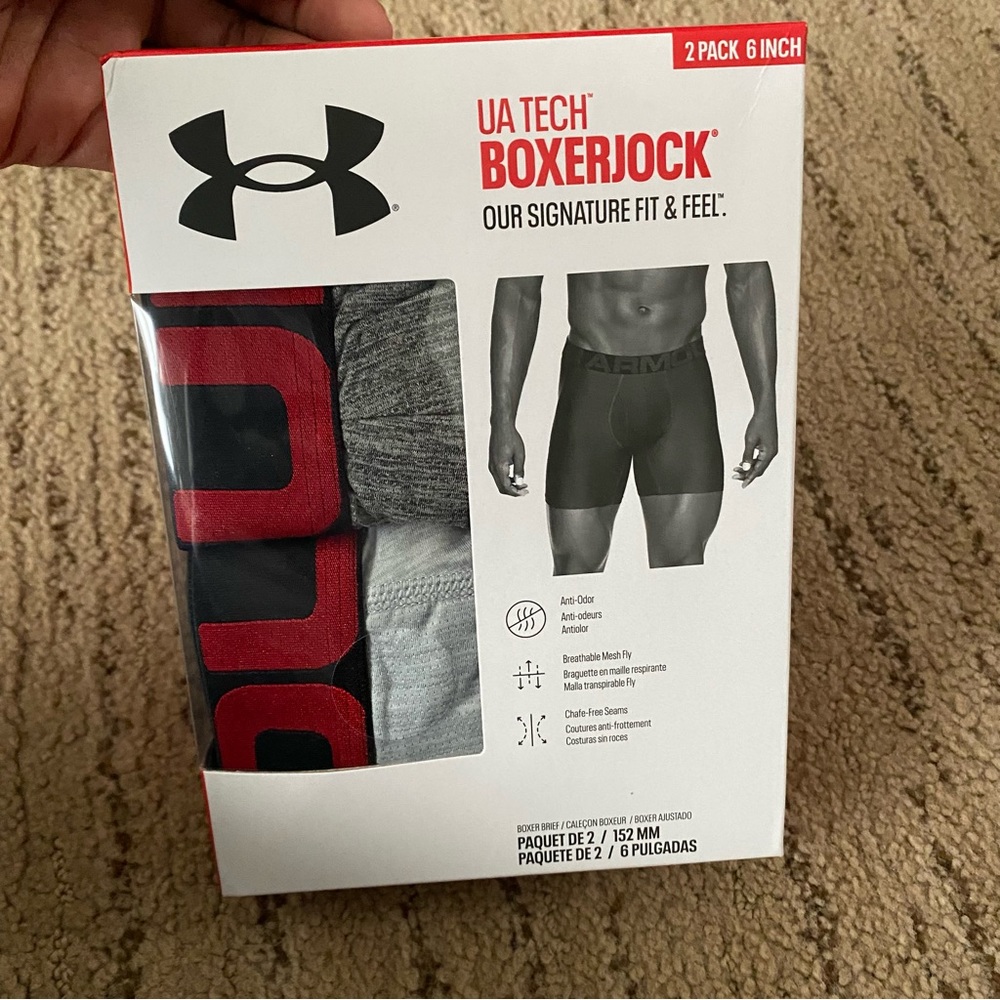 Size 5XL Under Armour Men Tech 6" Boxer Jock Boxer Briefs Underwear 2 PACK